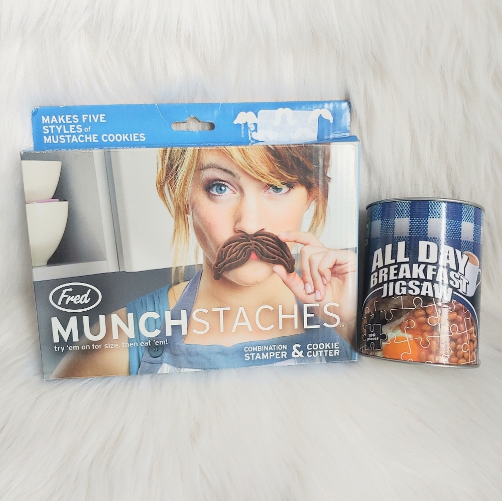 Munchstaches Cookie Cutter Stamp Set & English Breakfast Puzzle